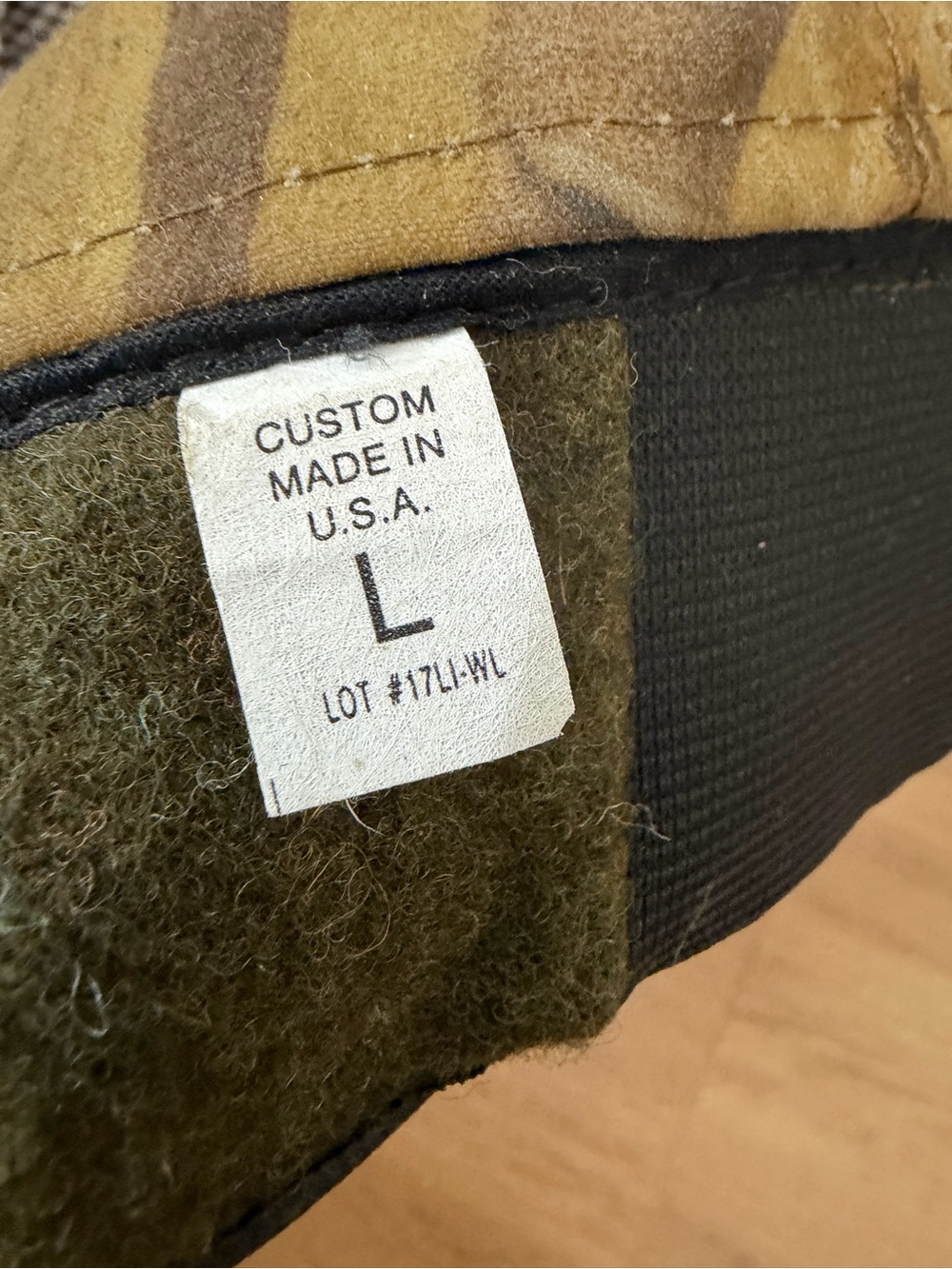 Vintage Filson Camouflage Waxed Cotton & Wool Earflap Cap in Brown and Olive - Picture 5 of 13